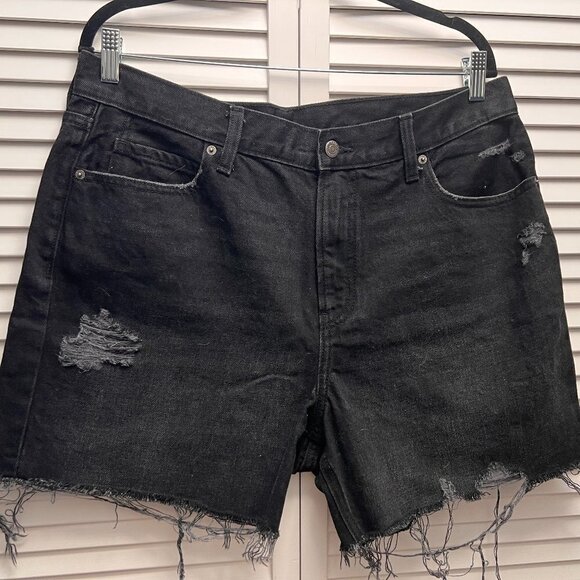 OLD NAVY Denim Black Distressed Shorts Size 14 - Picture 1 of 5